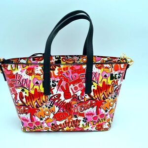 Graffiti Print Studded Mini-tote Crossbody Bag